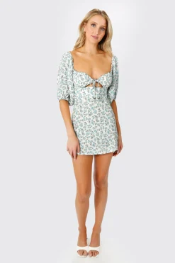 Tobi Make Up Your Mind Floral Front Tie Mini Dress -