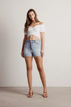 Tobi Margaret Crop Top - Sky Blue