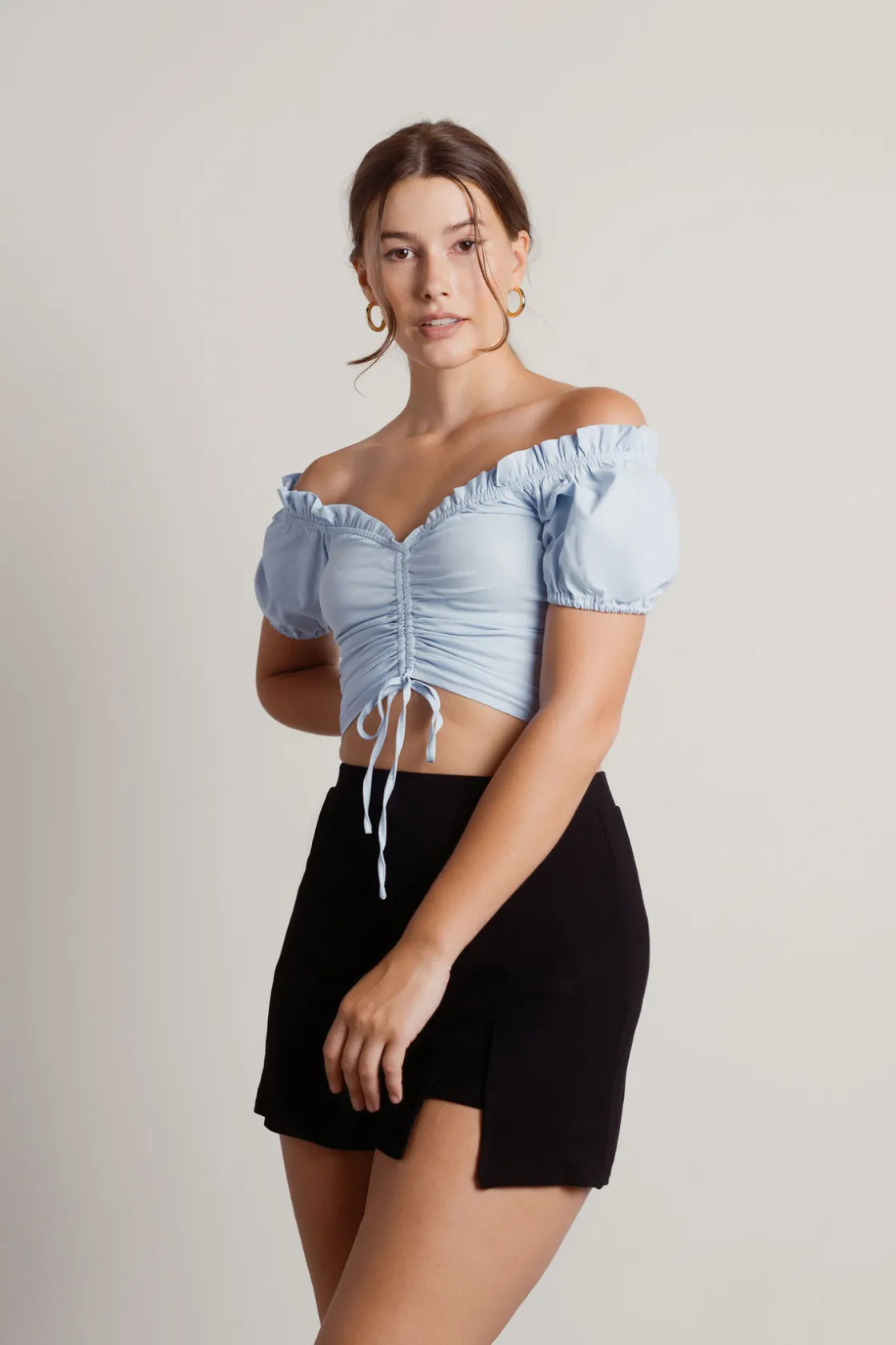 Tobi Margaret Crop Top - Sky Blue