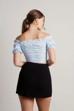 Tobi Margaret Crop Top - Sky Blue