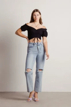 Tobi Margaret Crop Top - Sky Blue