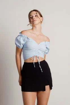 Tobi Margaret Crop Top - Sky Blue
