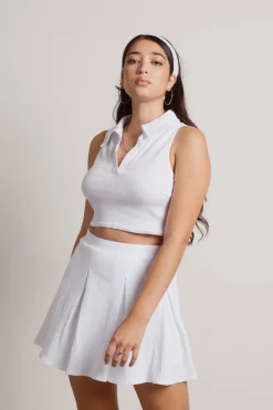 Tobi Match Point Ribbed Crop Top And Tennis Skirt Set -