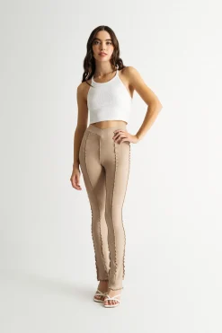 Tobi Matter Of Fact Ribbed Pants - Taupe