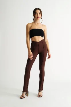 Tobi Matter Of Fact Ribbed Pants - Taupe