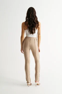 Tobi Matter Of Fact Ribbed Pants - Taupe
