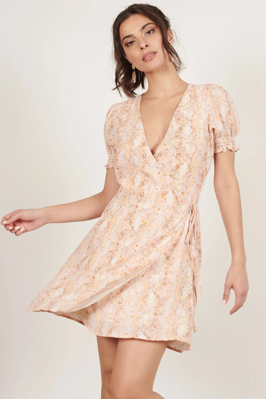 Tobi Matter Of Time Snake Wrap Mini Dress -