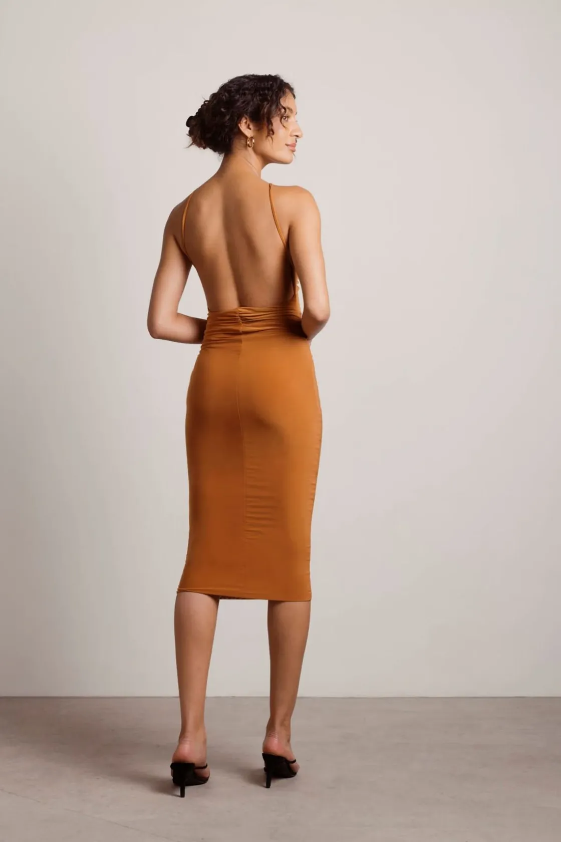 Tobi Maxine Cutout Bodycon Midi Dress - Rust