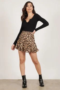 Tobi Maya Leopard Print Mini Skirt -