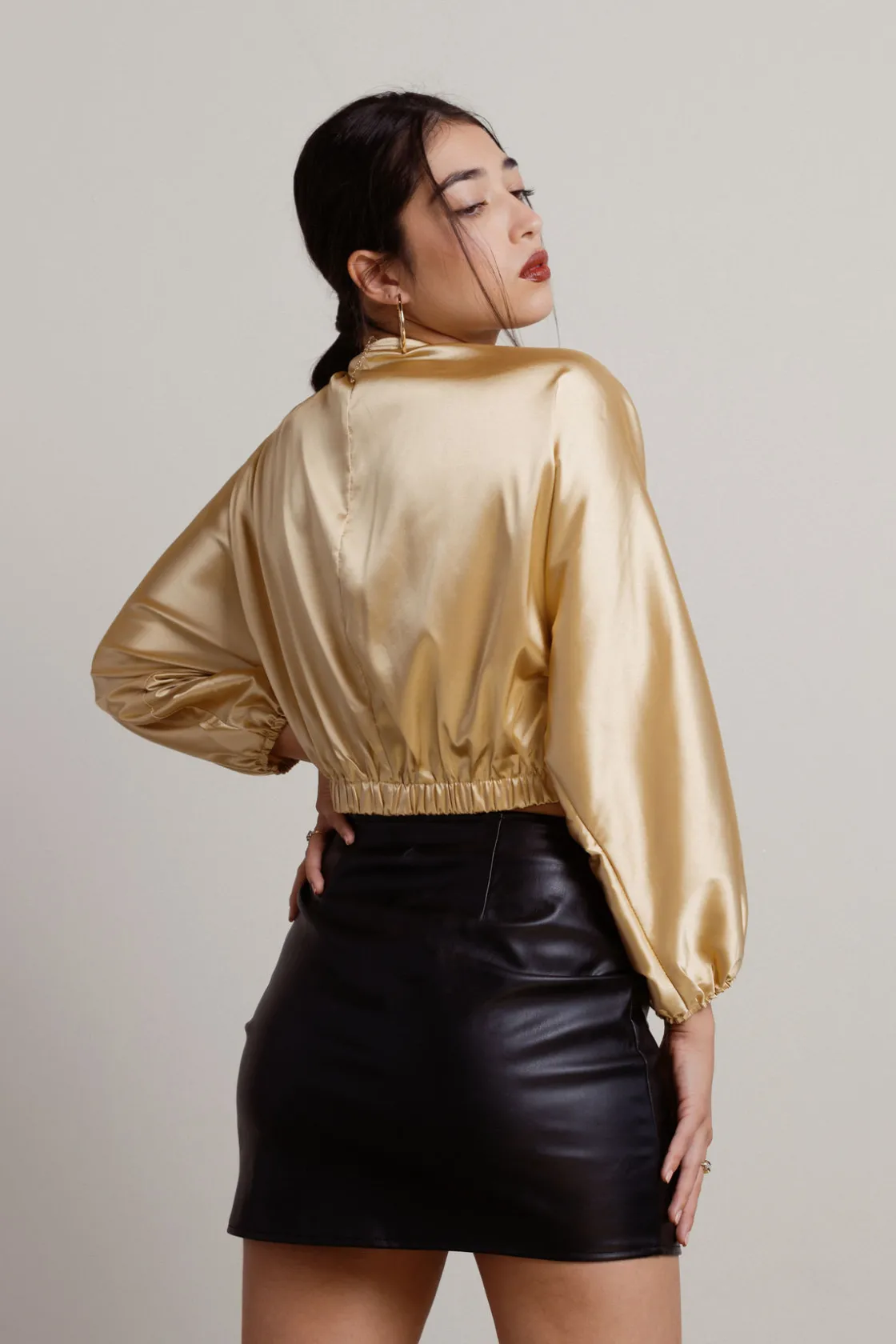 Tobi Megan Satin Tie Front Blouse Satin Blouse -