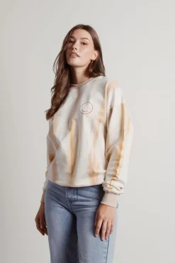 Tobi Melted Ice Cream Tie Dye Sweatshirt - Tan