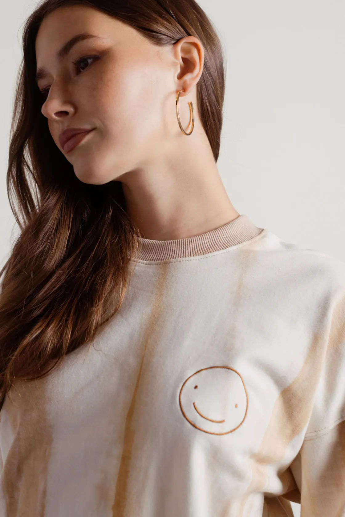 Tobi Melted Ice Cream Tie Dye Sweatshirt - Tan