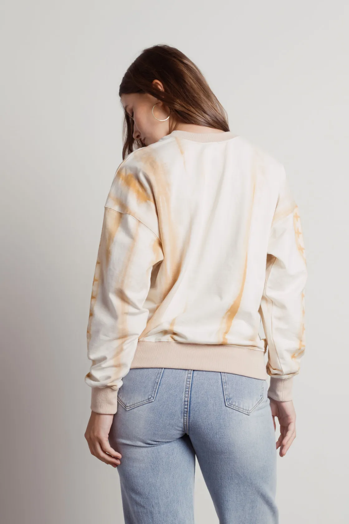 Tobi Melted Ice Cream Tie Dye Sweatshirt - Tan