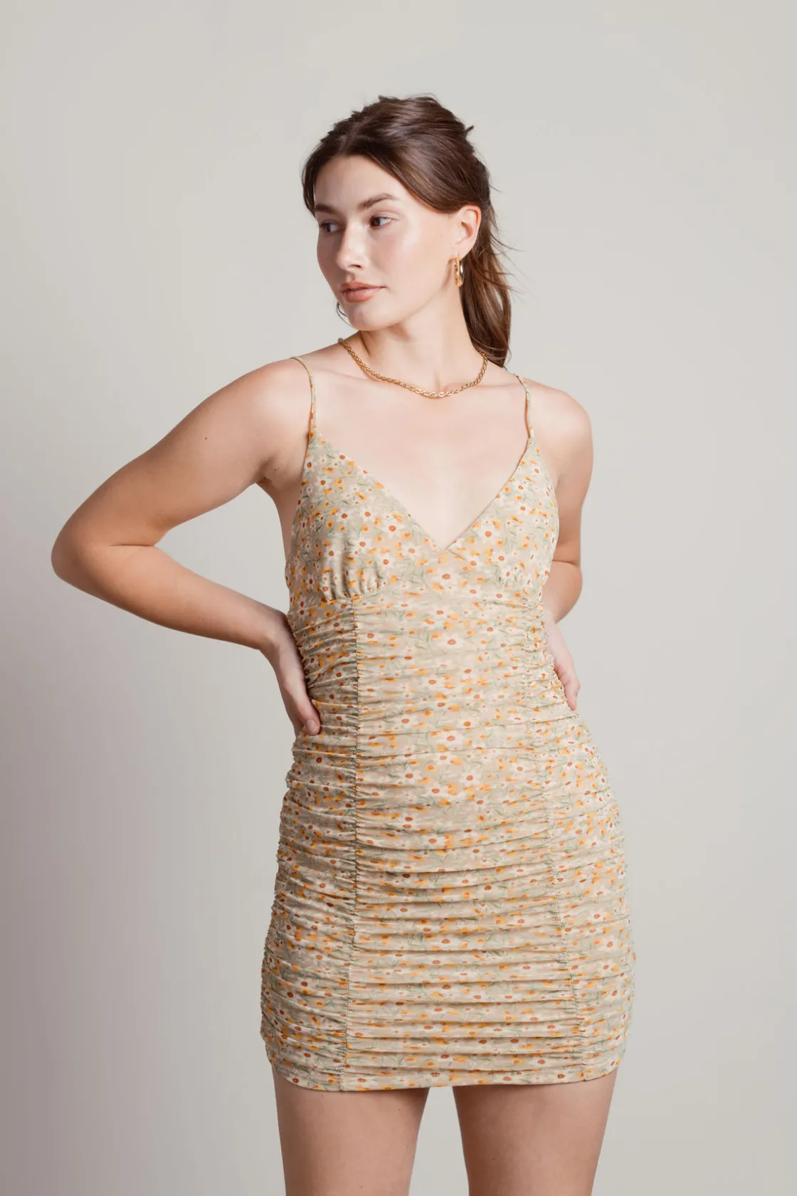 Tobi Milo Floral Ruched Mini Dress -