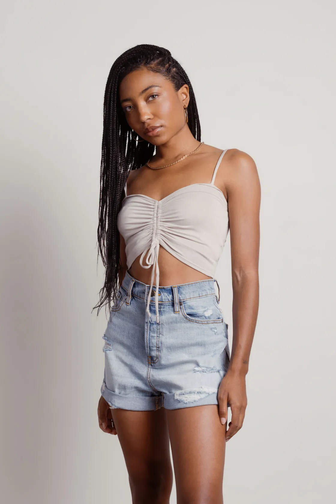 Tobi Mina Crop Top And Cardigan Set - Green