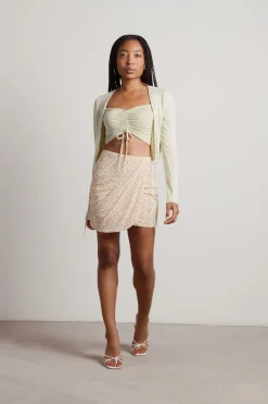 Tobi Mina Crop Top And Cardigan Set - Green