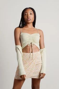 Tobi Mina Crop Top And Cardigan Set - Green