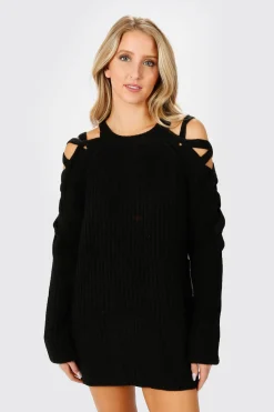 Tobi Miracle Lace Up Sweater Mini Dress - Wine