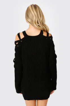 Tobi Miracle Lace Up Sweater Mini Dress - Wine