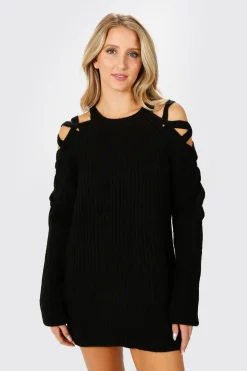 Tobi Miracle Lace Up Sweater Mini Dress - Wine