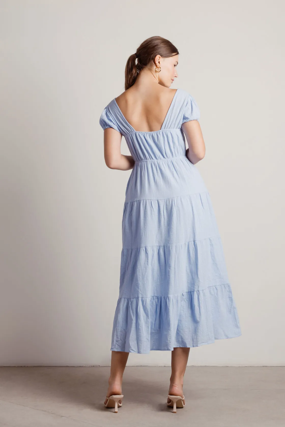 Tobi Misty Tiered A-line Midi Dress -