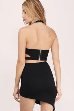 Tobi Mixed Signals Cross Halter Bodycon Mini Dress -