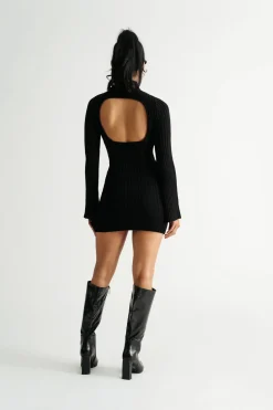 Tobi Miya Open Back Long Sleeve Sweater Mini Dress