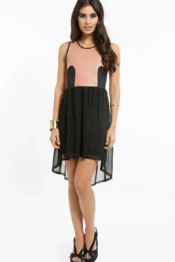 Tobi Mod Racer Two-toned Asymmetrical Mini Dress -