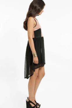 Tobi Mod Racer Two-toned Asymmetrical Mini Dress -