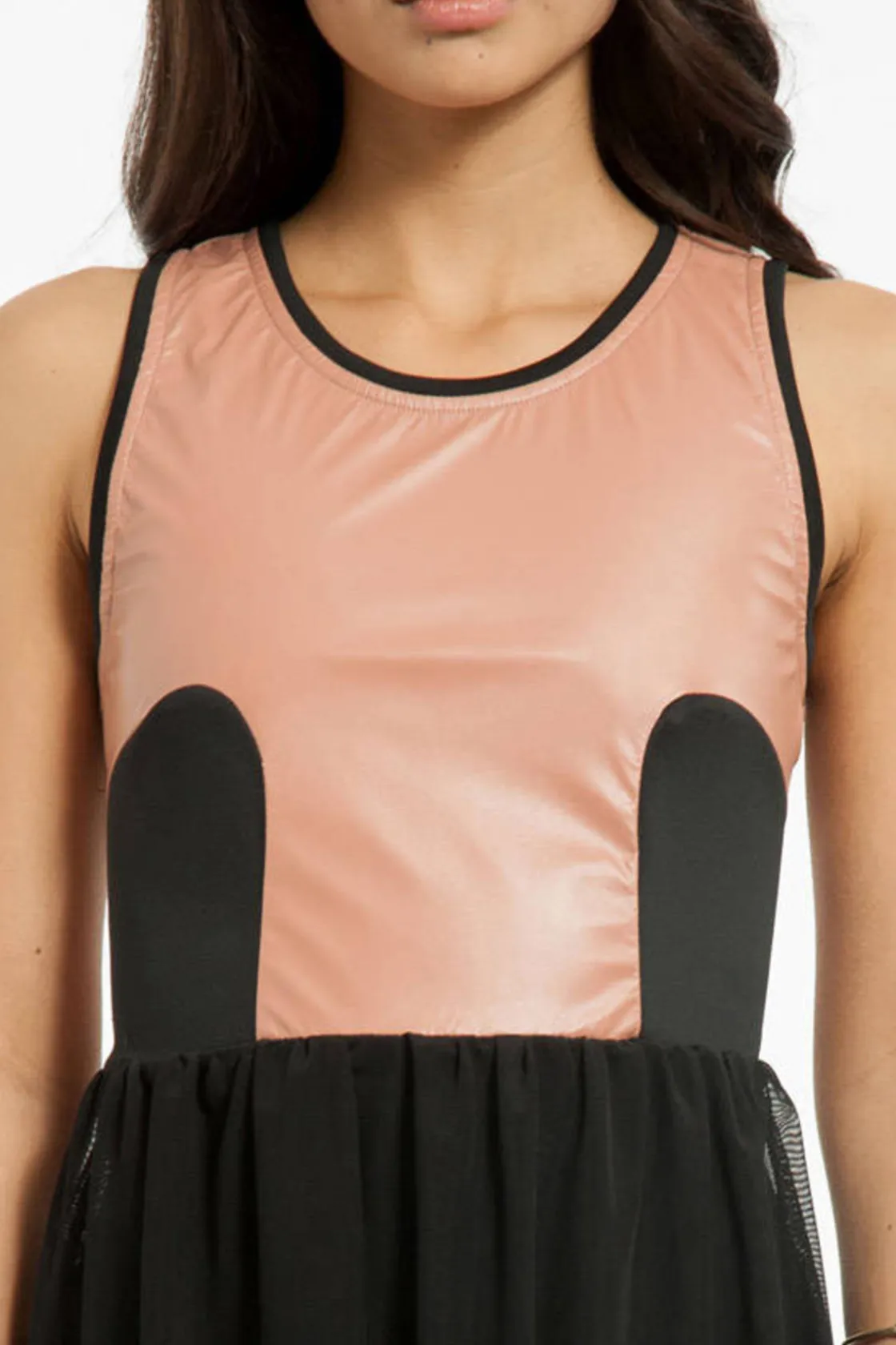 Tobi Mod Racer Two-toned Asymmetrical Mini Dress -