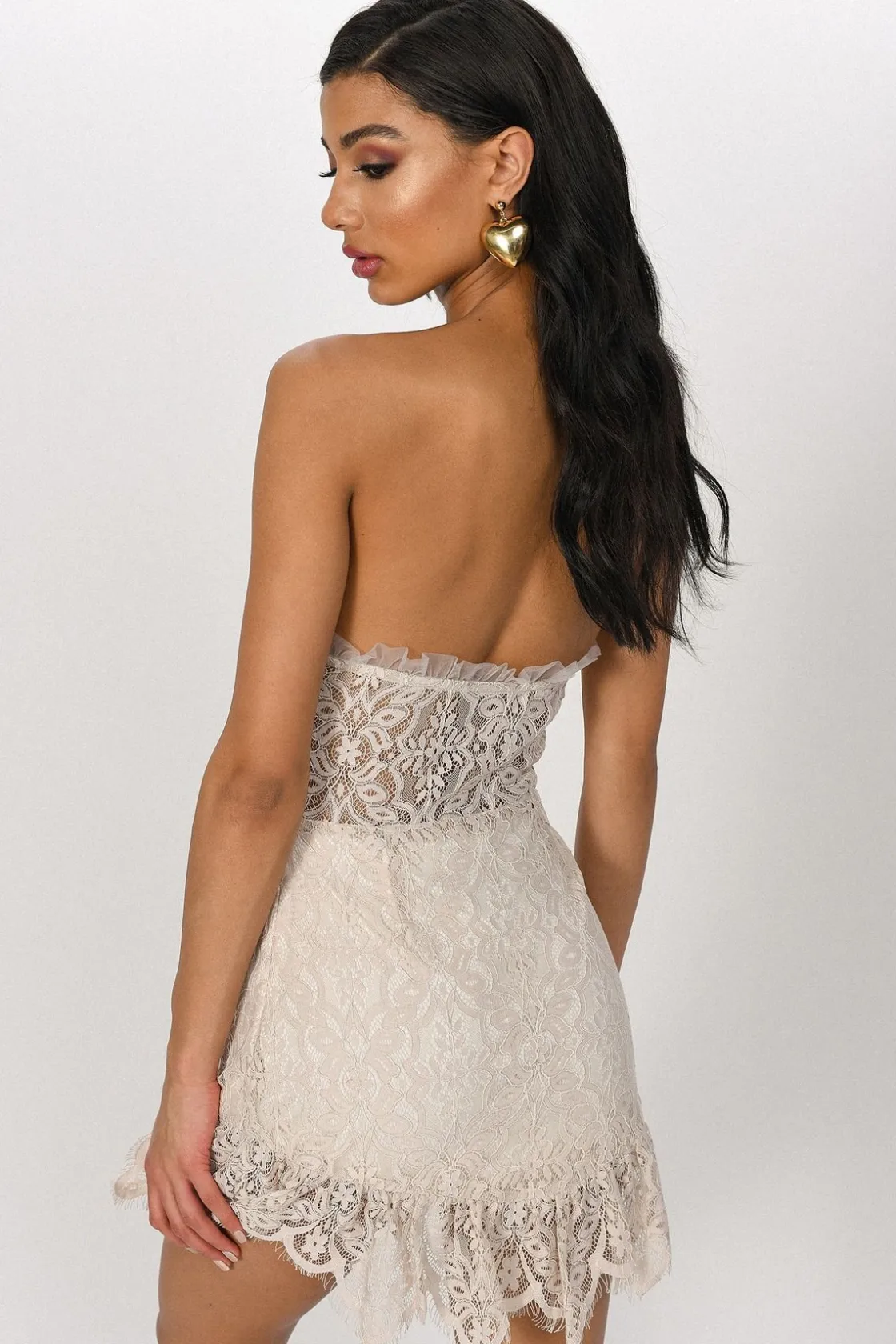 Tobi Moment Like This Lace Strapless Mini Dress -