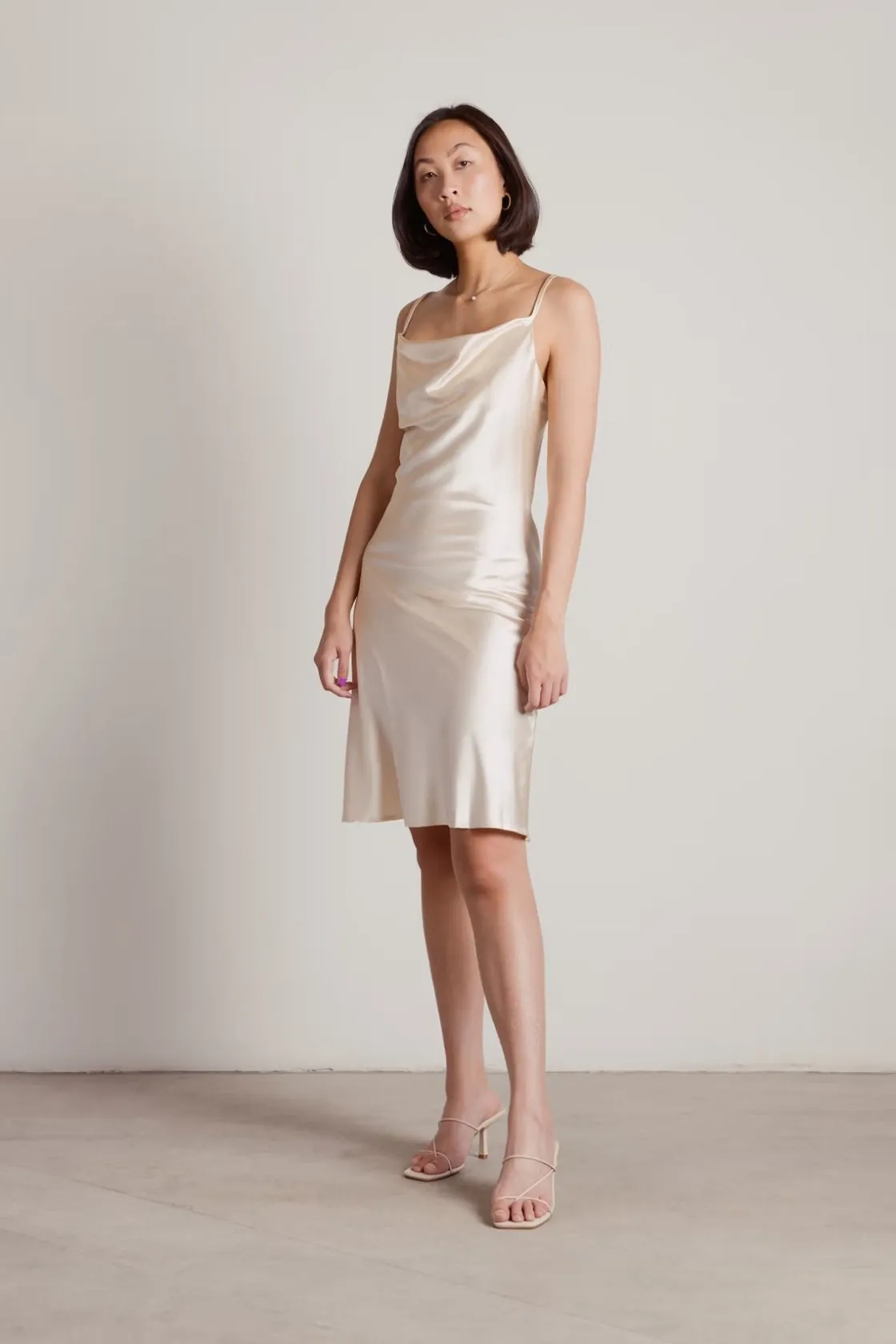 Tobi Momentum Satin Cami Midi Dress - Cocoa