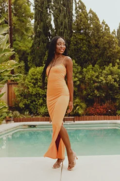 Tobi Money Trees Open Back Slit Maxi Dress -