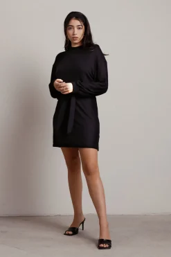 Tobi Monique Tie Knot Long Sleeve Mini Dress -