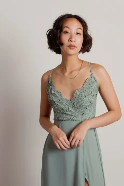 Tobi My Moment Crochet High Slit Maxi Dress - Off White