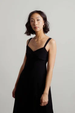 Tobi My Sweetheart Ruched Midi Dress - Black