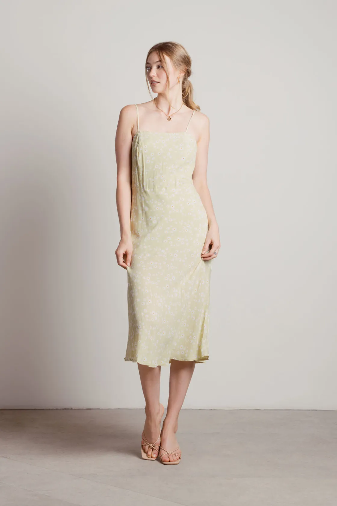 Tobi Nadia Floral Cami Midi Dress - Lime