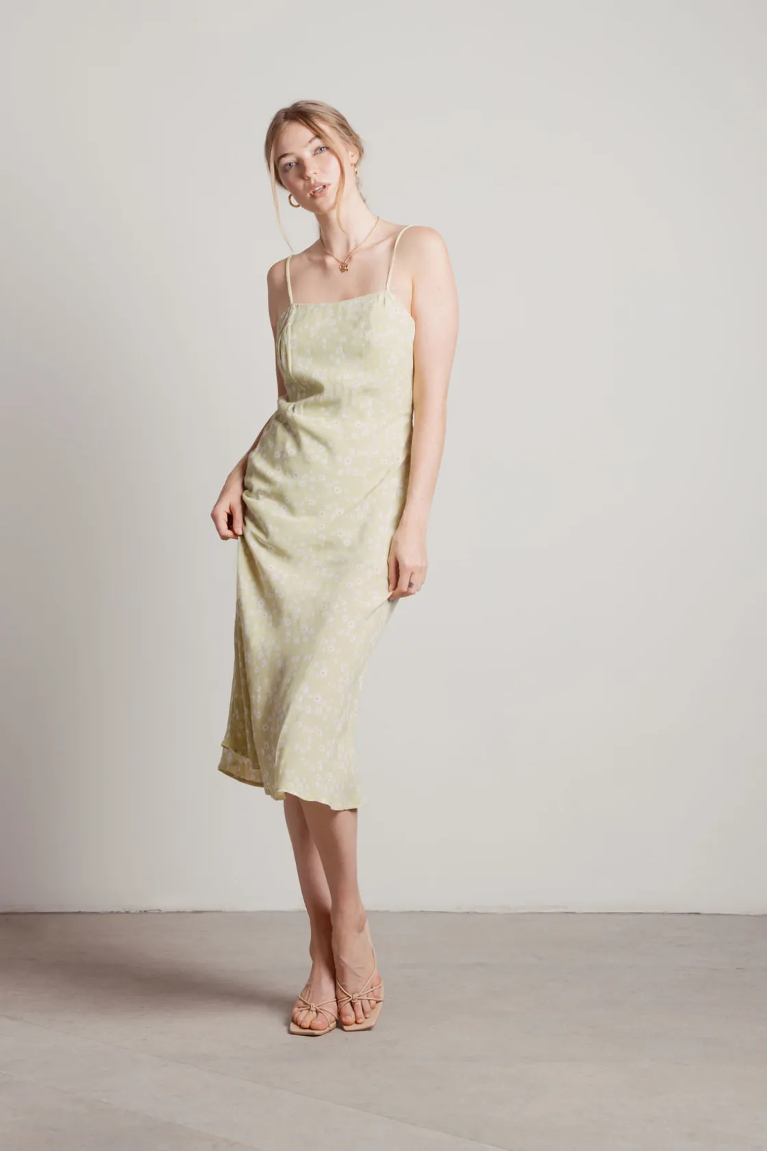 Tobi Nadia Floral Cami Midi Dress - Lime