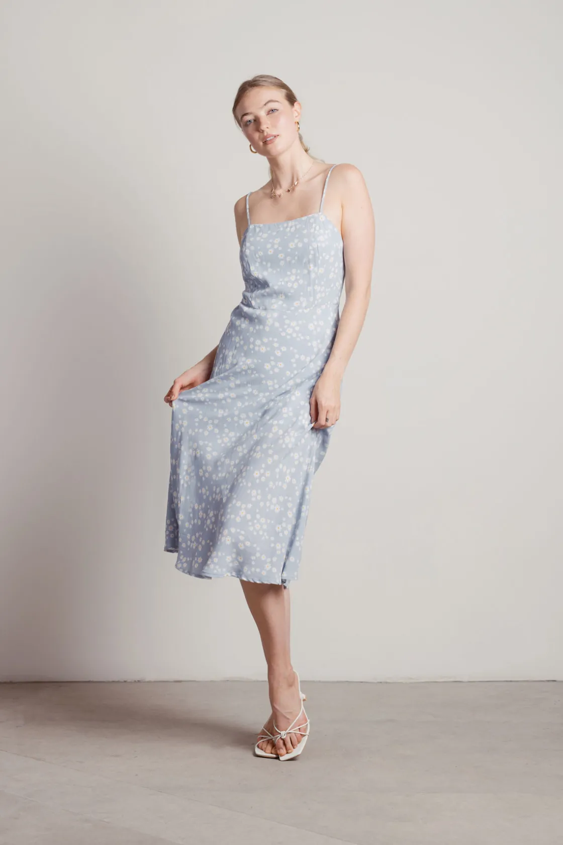 Tobi Nadia Floral Cami Midi Dress - Lime