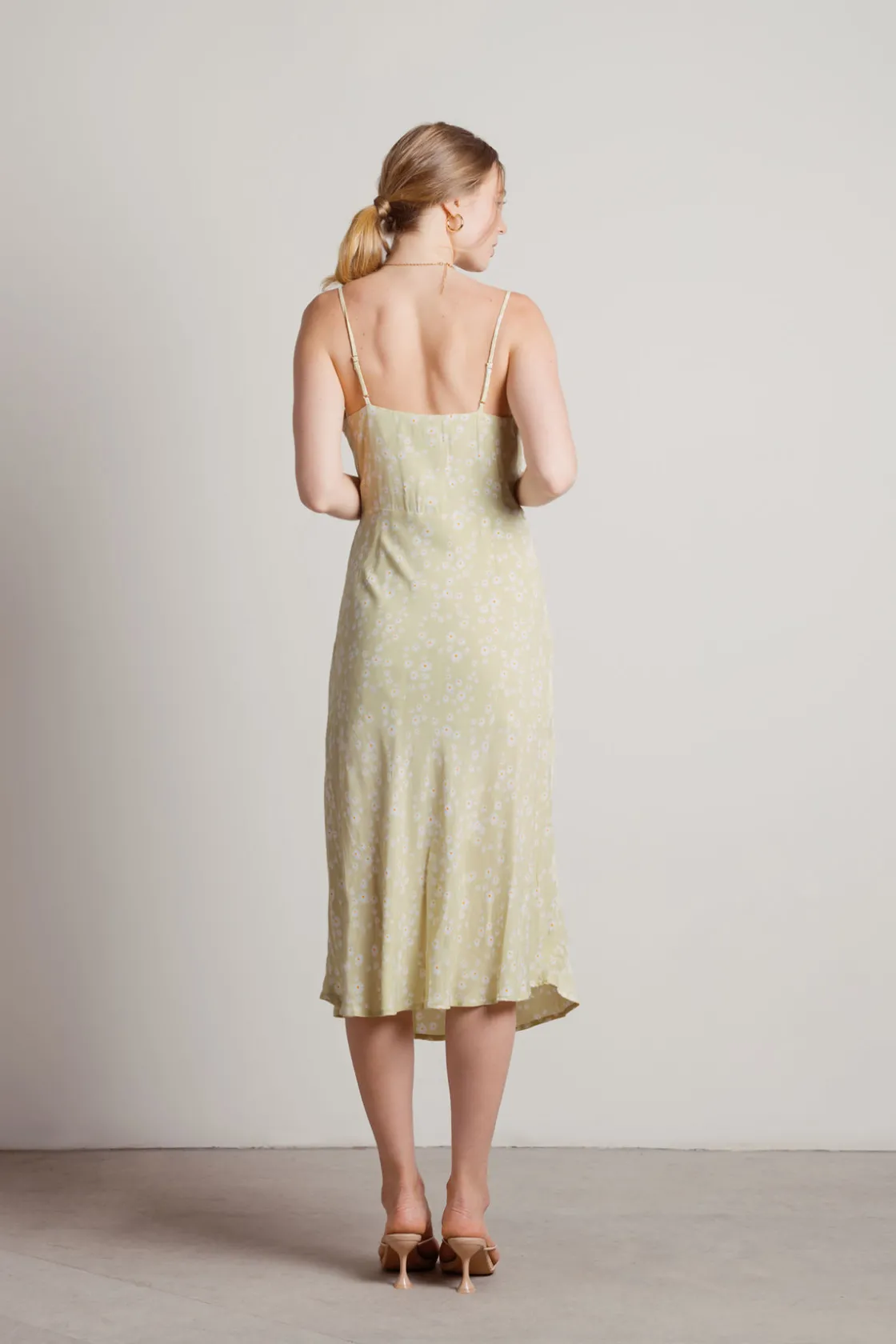Tobi Nadia Floral Cami Midi Dress - Lime