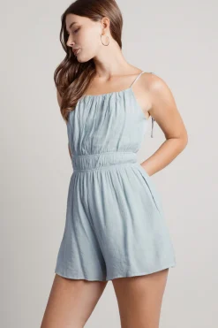Tobi Naomi Tie Strap Romper - Blue