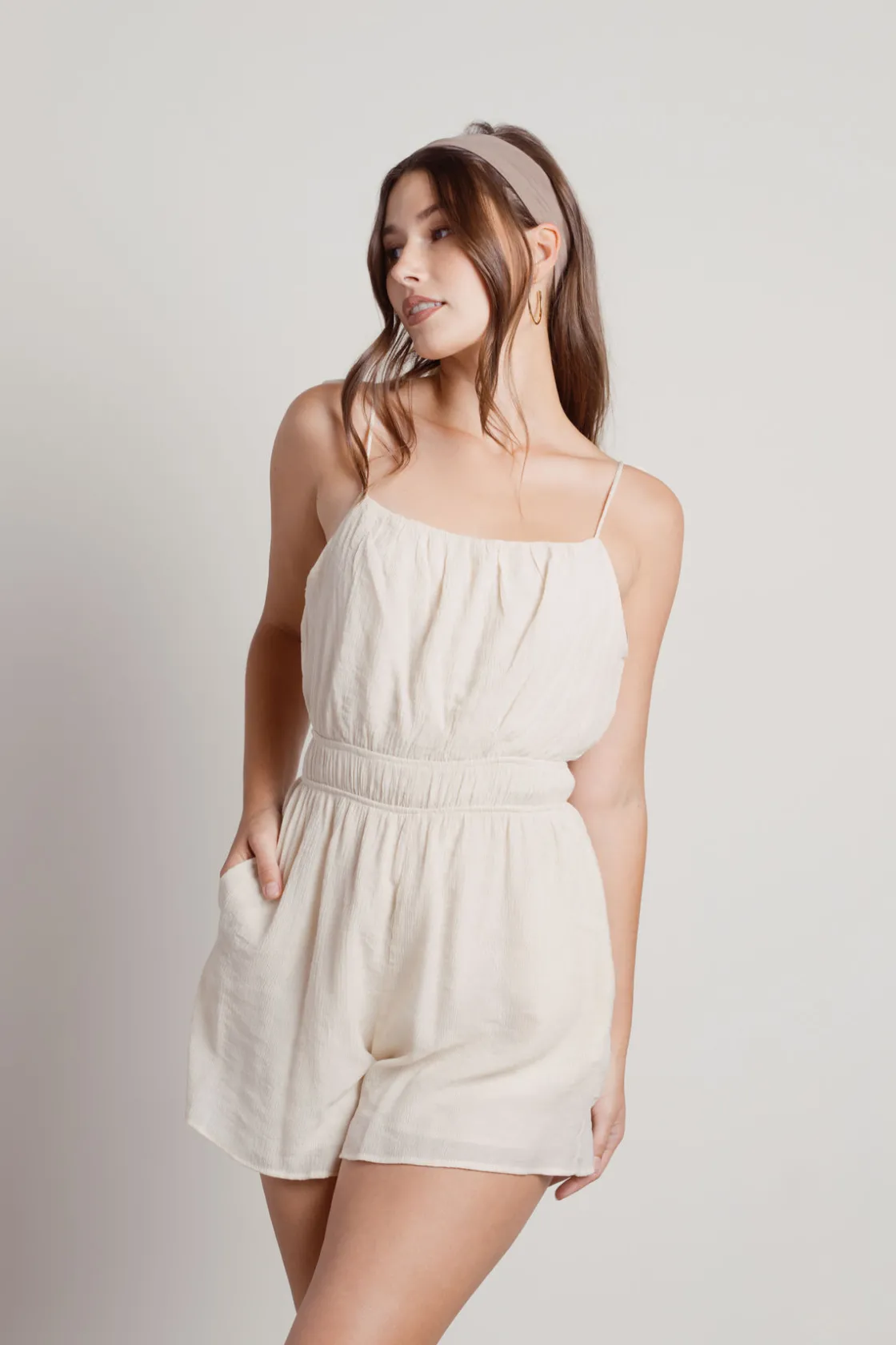 Tobi Naomi Tie Strap Romper - Blue