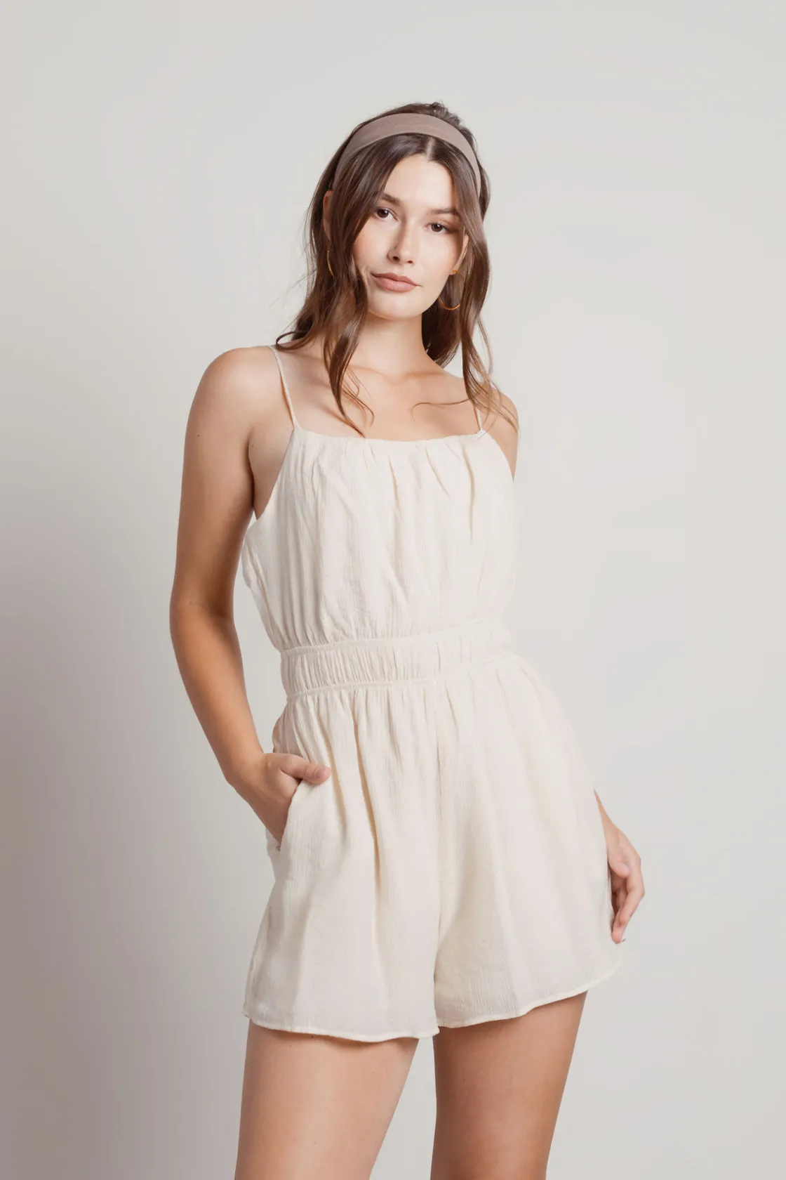 Tobi Naomi Tie Strap Romper - Blue