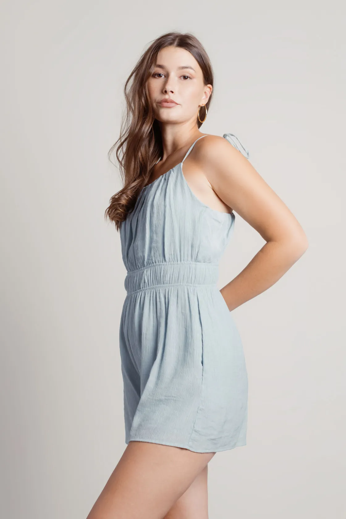 Tobi Naomi Tie Strap Romper - Blue