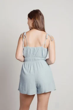 Tobi Naomi Tie Strap Romper - Blue