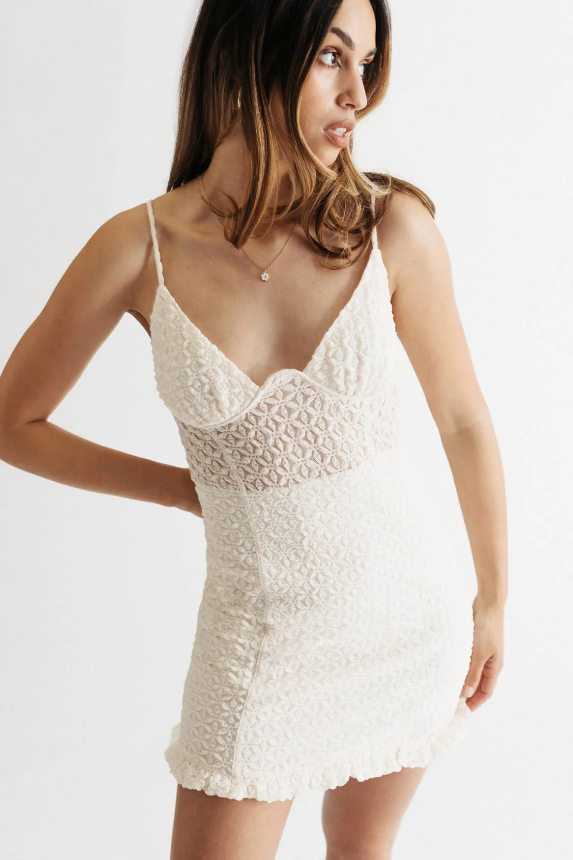 Tobi Nasica Lace Bustier Mini Dress -