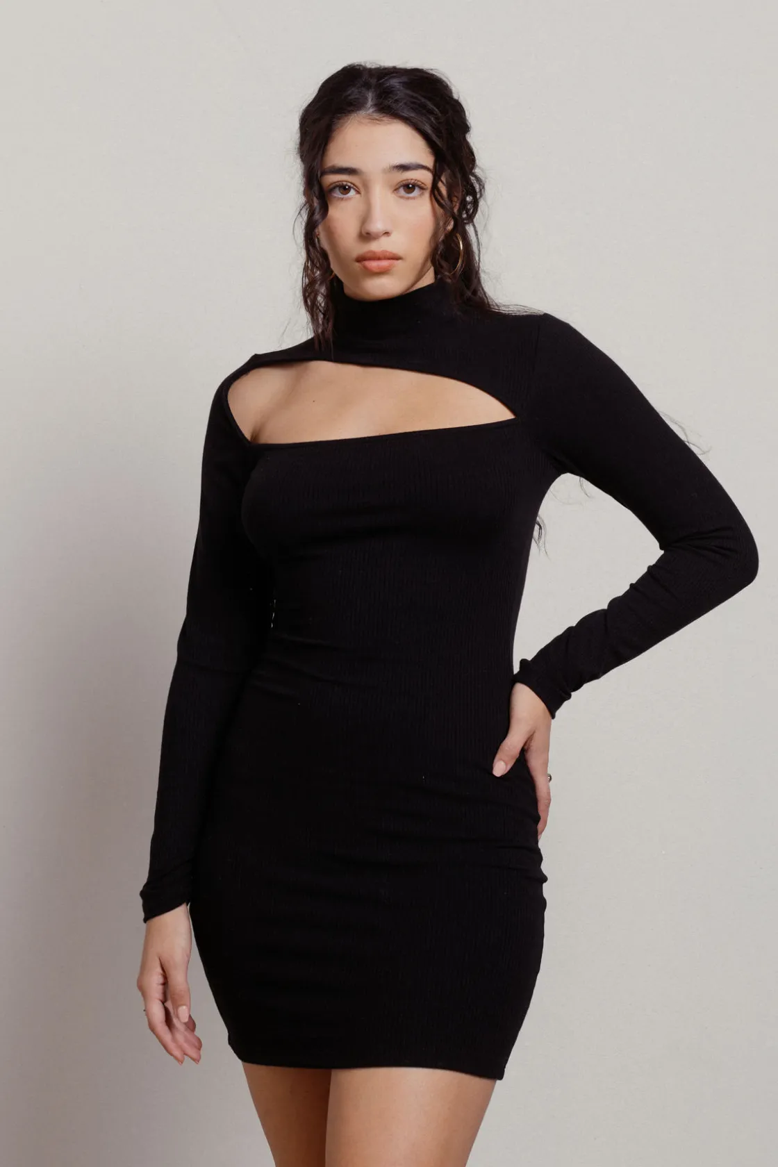 Tobi Navie Ribbed Cutout Mini Dress -