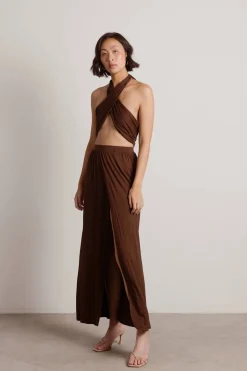 Tobi Naya Cross Halter Top And Slit Maxi Skirt Set -