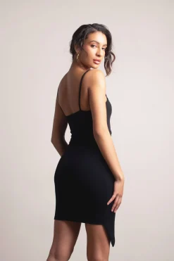 Tobi Nayasha Asymmetrical Bodycon Mini Dress - Brown
