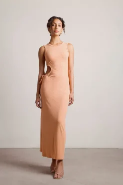 Tobi Nectarine Juice Cutout Slit Maxi Dress -